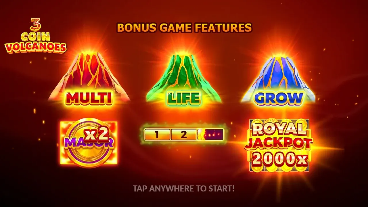 3 Coin Volcanoes game display, view 2