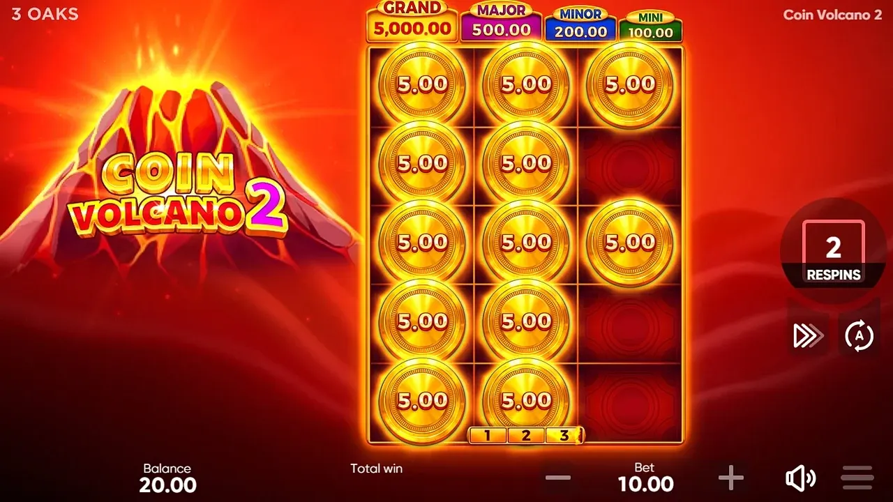Coin Volcano 2 game display, view 2