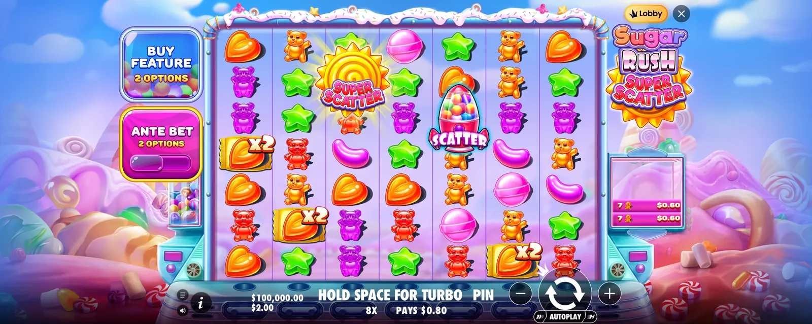 Sugar Rush Super Scatter game display, view 2